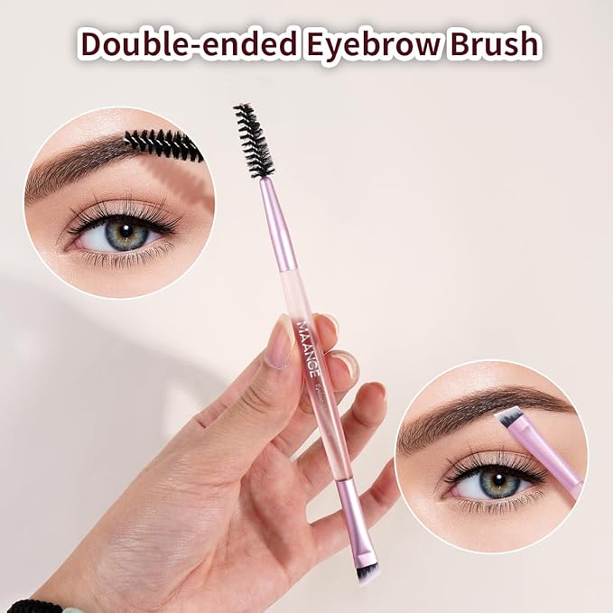 MAANGE 13 PCS Makeup Brushes Professional Make Up Brushes Premium Synthetic Powder Concealers Brushes Travel Makeup Brush Set with Case (Pink)