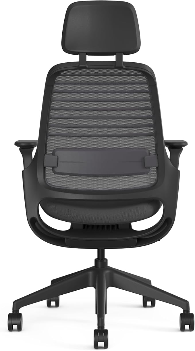 Steelcase Series 1 Black Frame Graphite with Headrest, 3D Micro Knit