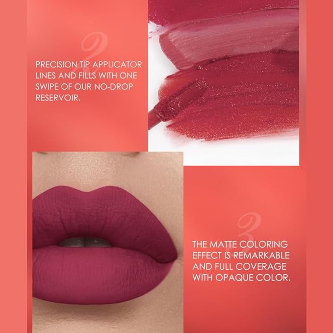 BONNIE CHOICE 12Pcs Matte Liquid Lipstick + Lip Liner Pens Set, 6 Matte Lipstick With 6 Matching Smooth Lipliner Waterproof Long Lasting 24 Hour Lip Gloss Makeup Valentine's Day Gifts for Women