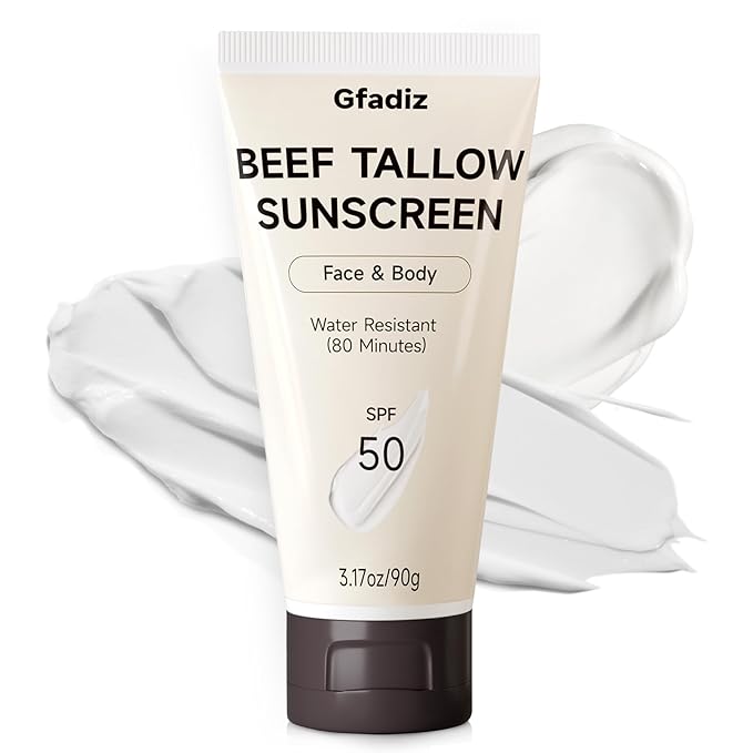 Beef Tallow Sunscreen for Skin Face Body, 3.17 OZ: Natural Sunscreen No Chemicals for All Skin Types, Organic cream of Summer Outdoor Travel, Deep Hydration & Non-Greasy