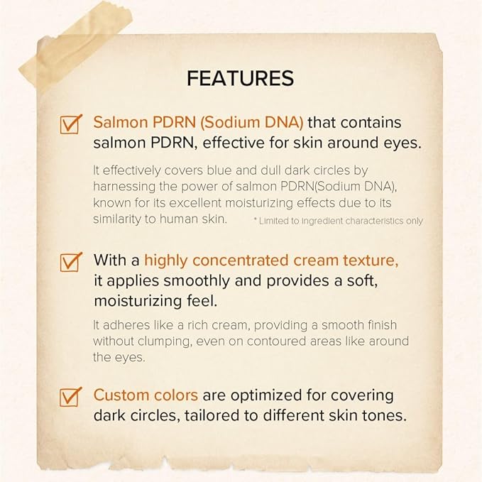 SKINFOOD Salmon Darkcircle Concealer Cream, Korean Under Eye Concealer for Moisturizing Dark Circles, with Salmon PDRN (Sodium DNA) Stocking Stuffers, 10g / 0.35oz