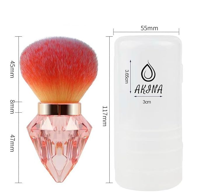 AKINA Large Make up Brush Comes With FREE TRAVEL CASE. Powder Brush Durable Kabuki Make up Brush. Flawless Powder Buffing. Perfect For Setting make up. Ultra Soft Bristles.(Sunset)