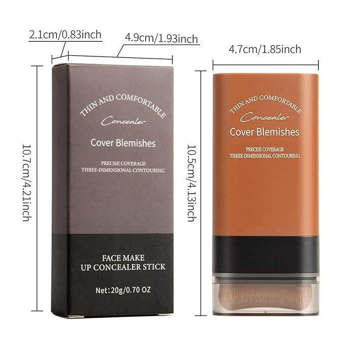 Flawless Face Foundation Stick,2-in-1 Long-Lasting Concealer Foundation Stick with Brush,Multi-Use Makeup for Dark Circles & Blemishes,Waterproof Thin Contour Sticks for Face Makeup (03#Pink Velvet)