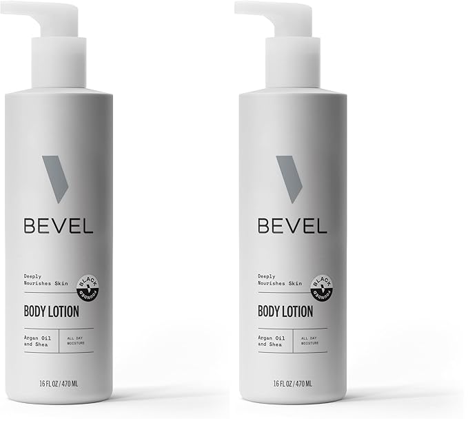 Bevel All Day Body Lotion for Men with Shea Butter and Argan Oil,Lightweight Formula Softens and Smoothes Skin,16 Oz (Packaging May Vary),(Pack of 2)