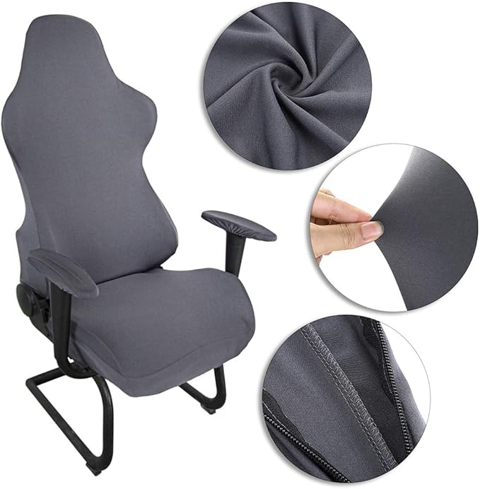 BTSKY Ergonomic Office Computer Game Chair Slipcovers Stretchy Polyester Covers for Reclining Racing Gaming Gaming Chair Dark Grey(No Chair)