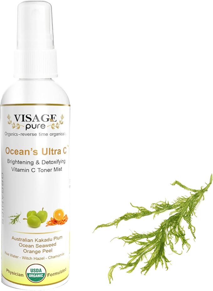 Ocean's Ultra C - Brightening and Detoxifying Anti-Aging Face Toner - Tightens and Clarifies The Skin and Minimizes Its Pores - USDA Organic - Physician Formulated - Research Supported