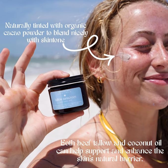 Natural Tallow Sunscreen with Zinc Oxide, SPF 30, Moisturizing Face and Body Protection