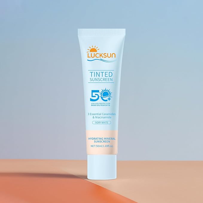 Tinted Sunscreen for Face SPF 50, 2 PCS Defense SPF 50 Face Sunscreen Lotion with Hyaluronic Acid, Sun Essence Faces Sunscreens, Hydrating, Moisturizing, UV Defense, Travel Size (Light Color)