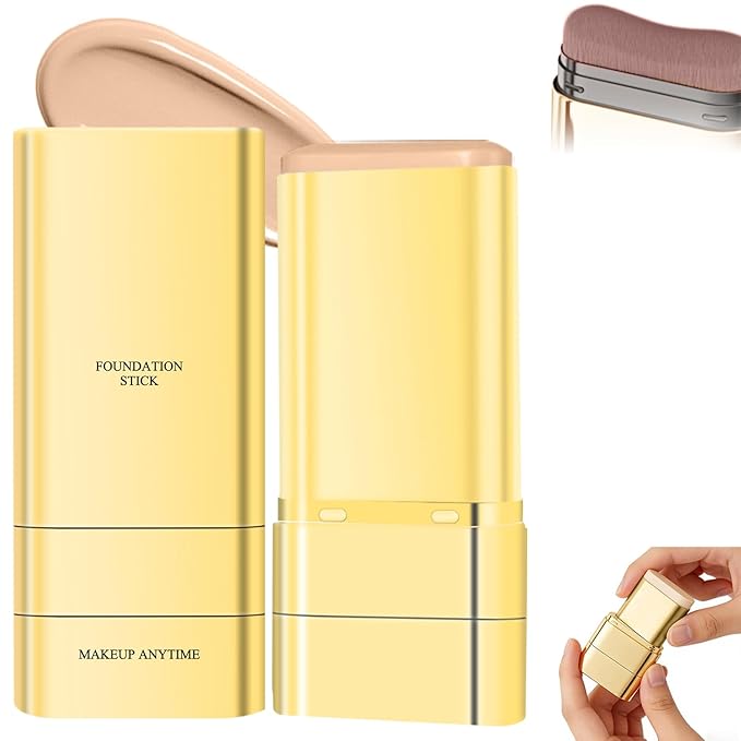 Luminous Dual-Ended Concealer Foundation Stick,Korean 3-in-1 Foundation Stick with Concealer & Brush,Double Head Foundations Make up Sticks,Full Coverage Korean Makeup Skin Tint(#02 Skin Tone)