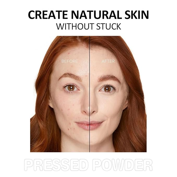 BB Cream Pressed Face Powder, Anti-Aging, Moisturizing Setting Foundation Powder with High Coverage, Oil Control Waterproof Poreless Concealer Buildable Long-Lasting for All Skin Types Natural Color