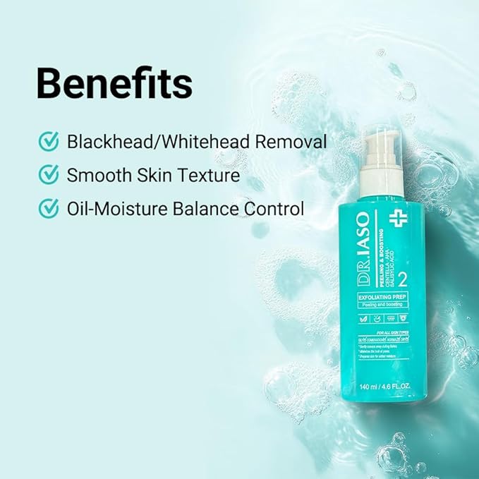 IASO Exfoliating Prep | Multi-Functional Toner, AHAs/BHA Peeling, Add Moisture, Korean Skin Care, 4.73 oz