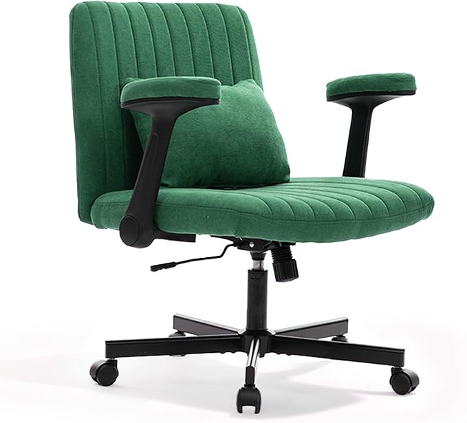 Criss Cross Chair with Armrest,Cross Legged Chair with Wheels,Adjustable Reclining Office Chair - Modern for Home Office, Meditation & Creative Work (Green)