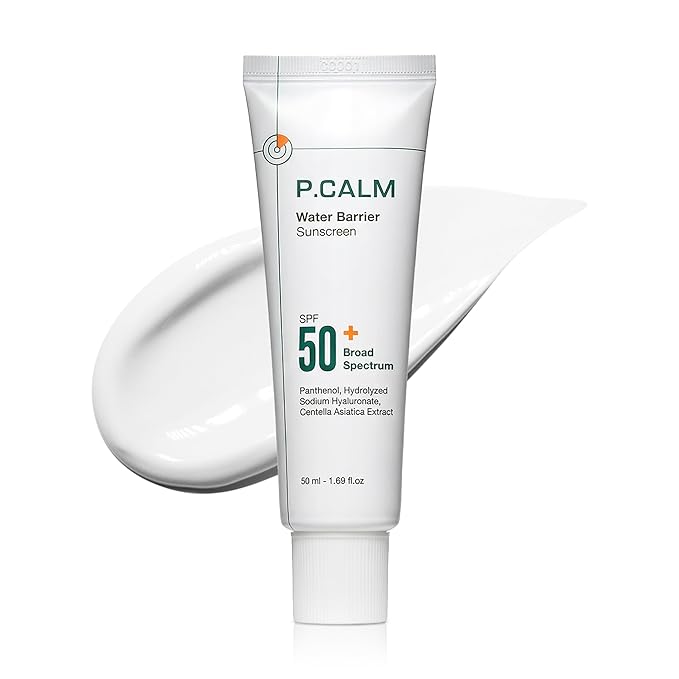 P.CALM Water Barrier Sunscreen SPF50+ PA++++ | Lightweight Hydrating Glow Sunscreen with Panthenol, No Whitecast Daily Face Sunscreen for Sensitive Skin | Korean Skincare, 50ml / 1.69 fl.oz