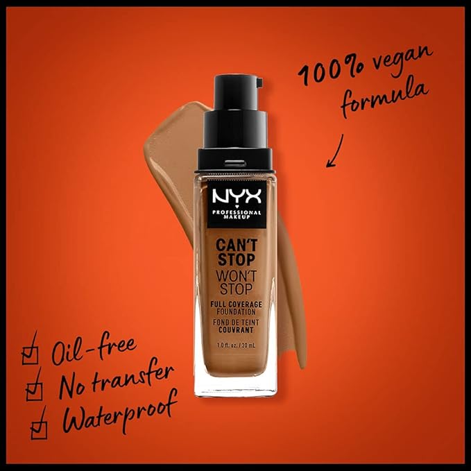NYX PROFESSIONAL MAKEUP Can't Stop Won't Stop Foundation, 24h Full Coverage Matte Finish - Almond (Pack of 2)