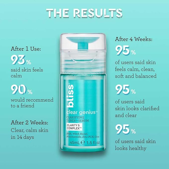 Bliss Fab Foaming Cleanser & Clear Genius Toner + Serum | Pore Purifying Duo for Clear Skin | 2 Step Skincare Routine | Clean, Vegan, Cruelty-Free