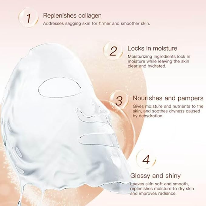 5ea Set Collagen Face Mask Bio-Collagen Real Deep Mask Hydrating Overnight Hydrogel Facial Mask Improves Skin Pore Minimizing Elasticity Plumping Improvement Korean Skin Care