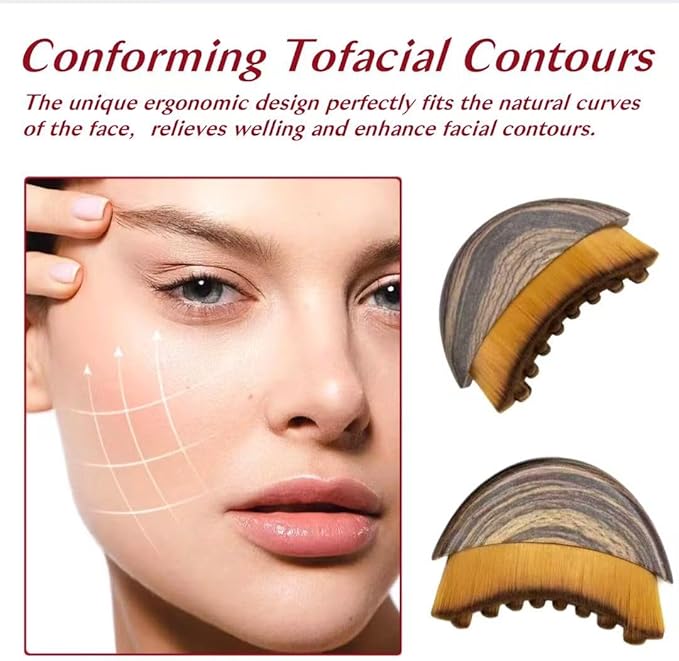 Lymphatic Contour Face Brush - Lymphatic Drainage Massager for Face Lifting, Jawline Sculpting & Anti-Puffiness - Ultra-Soft Dry Brushing Facial Tool with Travel Case (1pcs)