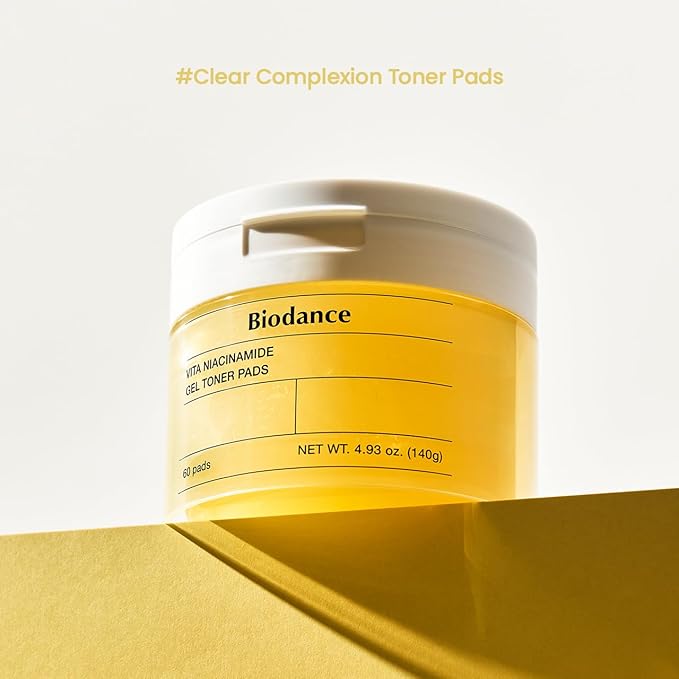 Biodance Vita Niacinamide Gel Toner Pads, Dark Spot Corrector, Evening Skin Tone, Gentle Exfoliating Toner Pads with Vitamin C, Pre-Soaked Pads, Korean Skin Careㅣ4.93 fl.oz.(140g)*60Pads