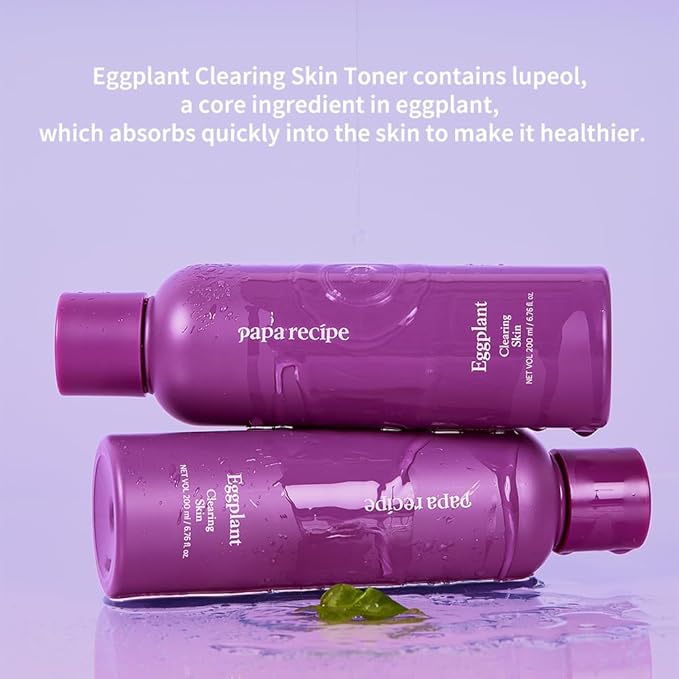 Papa Recipe Eggplant Clearing Skin(6.76fl oz/200ml) - Lupeol Moisturizing Toner for Face, Deep Hydration & Soothing with Eggplant Extract, Suitable for Combination & Dry Skin, Korean Skin Care