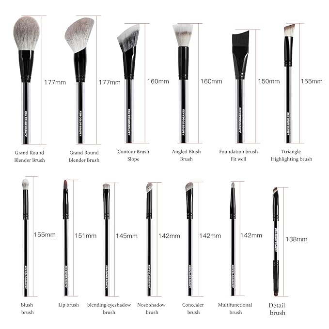 KENCOLOR Makeup Brush Set Professional with Case – Premium Natural Hair Bristles Make up Brushes & High-End Soft Synthetic, Acrylic Handle, Dense & Non-Absorbent, for Flawless Application