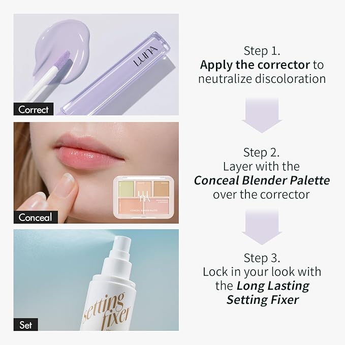 LUNA Long Lasting Corrector 02 Pure Lavender, Color Corrector, Yellowness & Dullness, Lightweight, Natural Coverage, Ideal for Fair to Light Skin, 0.22oz