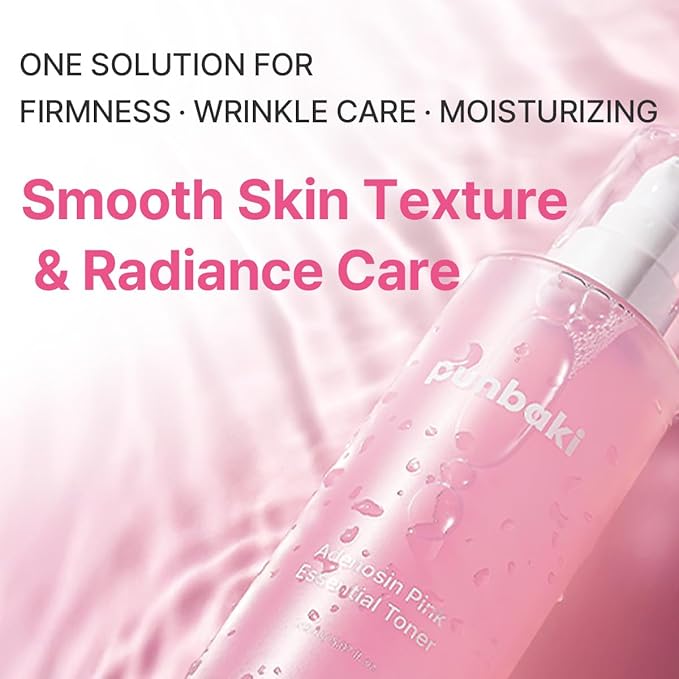 Adenosin Pink Essential Toner 150ml / 5.07fl.oz Hydrating & Firming Toner for Wrinkles, Fine Lines & Dull Skin, Peptides for Radiance, Korean Skincare