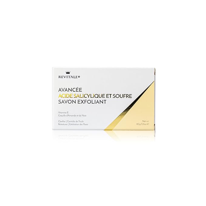 REVITALE Advanced BHA Salicylic Acid & Sulphur Scrub Soap – Clarifying Exfoliating Bar