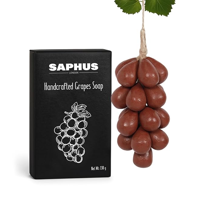 Grape Shaped Natural Handmade Soap Bar, Decorative Bath & Body Soap Gift for Women, Packed in Elegant Gift Box, Red