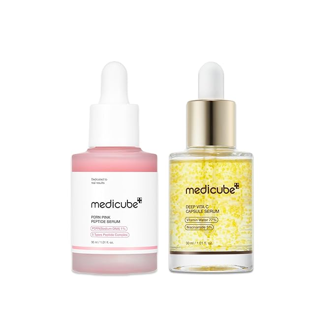 medicube Glow Activating Serum Duo: Pink PDRN Peptide and Deep Vitamin C Capsule Serum | Salmon DNA PDRN and Vitamin C for Dull, Uneven-Looking Skin | Deep Hydration and Glow Care | Korean Skincare