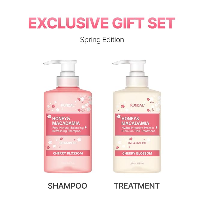 KUNDAL Honey & Macadamia / Cherry Blossom, Natural Protein Hair Care for Frizz Control & Elasticity | Cherry Blossom , 500ml (Pack of 2)