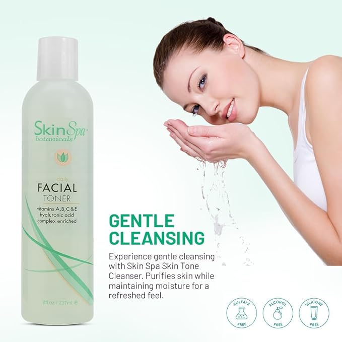 Skin Spa - Face Toner for All Skin Types 8 Oz, Skin Care Daily Facial Toner - Hydrates and Refresh Skin, Non- Alcoholic and Paraben Free Formula