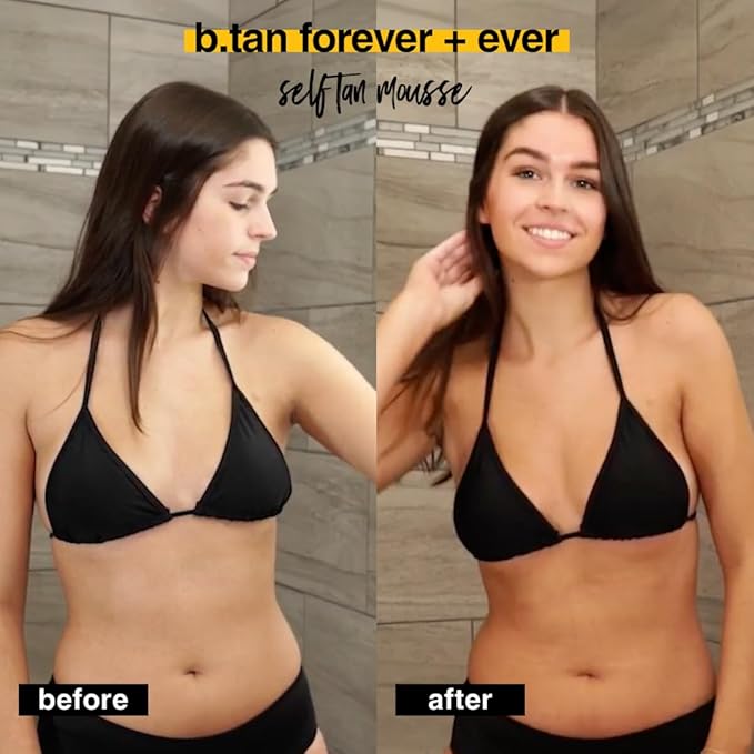 b.tan Ultra Long Lasting Self Tanner Mousse | Forever & Ever - Lasts Up to 11 Days, Fast, 1 Hour Express Sunless Tanning Foam, No Fake Tan Smell, Dark Bronze Glow, Vegan, Cruelty Free, 6.7 Fl Oz
