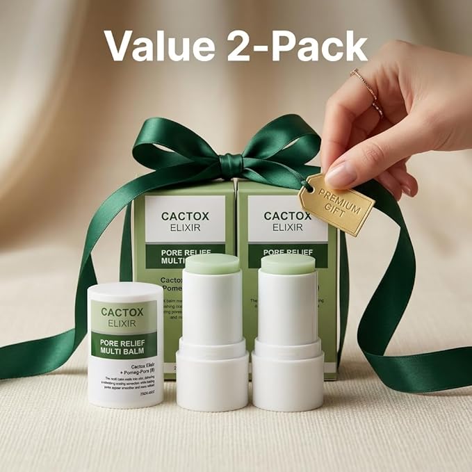 2-Pack Pore Relief Multi Balm Stick – Instant Cooling & De-Puffing, Pore Tightening, Helps Reduce the Look of Puffy Skin & Enlarged Pores, Face & Eye Skincare Balm Stick