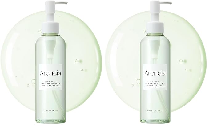 ARENCIA Pore Melt Mochi Makeup-Removing Cleansing Oil, Non-Comedogenic, Rice Amino Acids HD, Vitamin E, Cica, & Ceramide, 6.76 fl oz (Pack of 2)