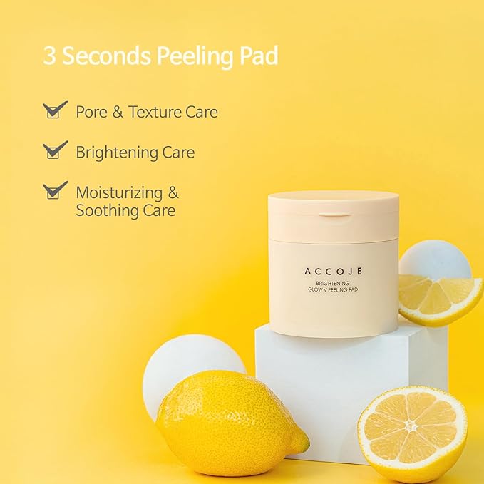 ACCOJE Brightening Glow V Peeling Toner Pads with Glutathione & AHA+BHA, Dual-Textured Exfoliating Toner Pads for Smoother, Clearer & Radiant Skin, Korean Skin Care (70 Pads)