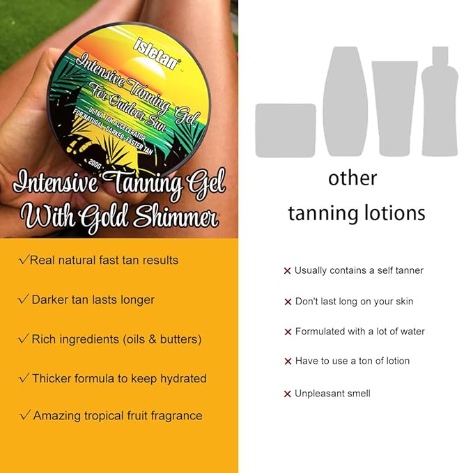 intensive tanning gel mango, tanning gel for outdoor sun, 200g