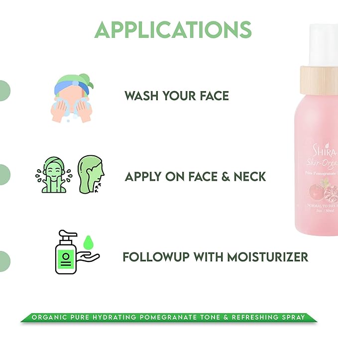 Shira Shir-Organic Trio for Normal to Dry Skin Care Kit for Healthy and Hydrated Skin with Coconut Oatmeal Cleanser Pomegranate Toner & Avocado Moisturizer.