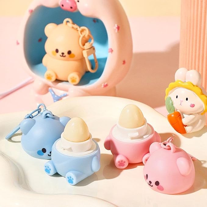Cute Little Bear Lip Balm for Children,Anti-Dry Anti-Crack Moisturizing Lip Gloss,Natural Ingredients Lipsticks Lip Care Products,Fruit Flavored Lip Stick for Kids (Blue1)