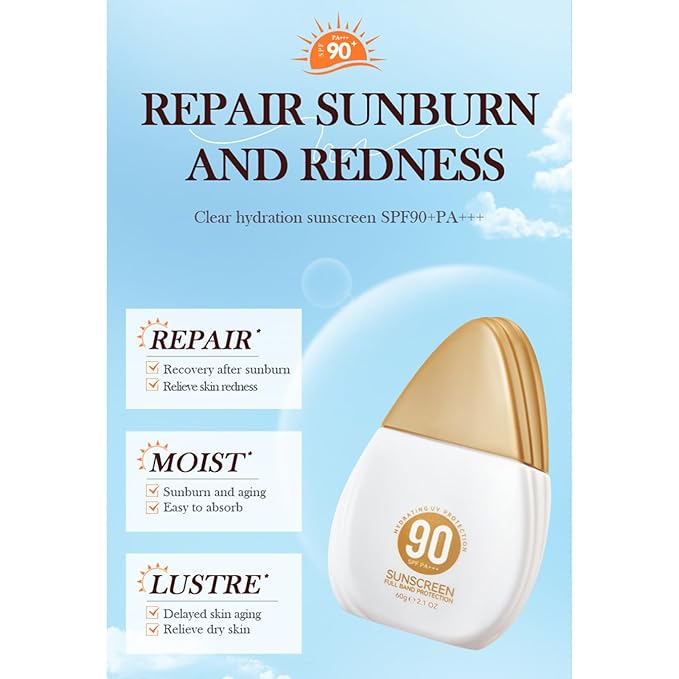 TiaoBug 60g Lightweight Sunscreen for Women Girls UV Protection Face Cream Non Greasy Sunblock Moisturizing Smooth Texture Daily Use Gold One Size