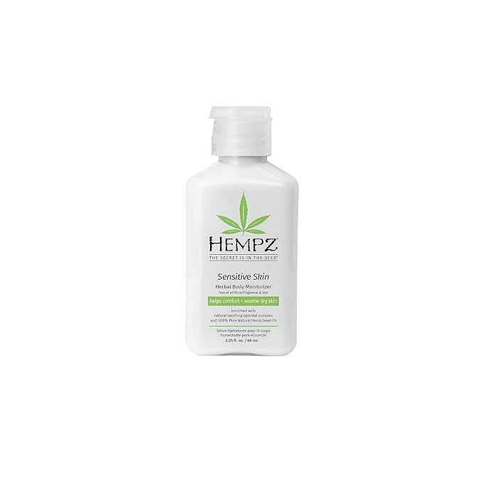 Hempz Sensitive Skin Herbal Body Moisturizer with Oatmeal, Shea Butter for Women and Men,2.25 oz. -Premium,Soothing Body Lotion with Hemp/Cocoa/Mango Seed for Dry Skin -Skin Care Products