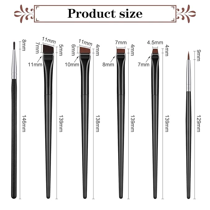 30 Pcs Eyeliner Brush Set Gel Angled Eye Liner Fine Flat Slanted Eyebrow Brushes Thin Makeup Tool for Women Girls Salon Beauty Cosmetic Esthetician Supplies