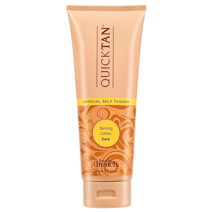 Body Drench Quick Tan Self Tanner Body Lotion – Sunless Tanning Lotion for Women, Natural-Looking Self Tan, Dark, 8 fl oz