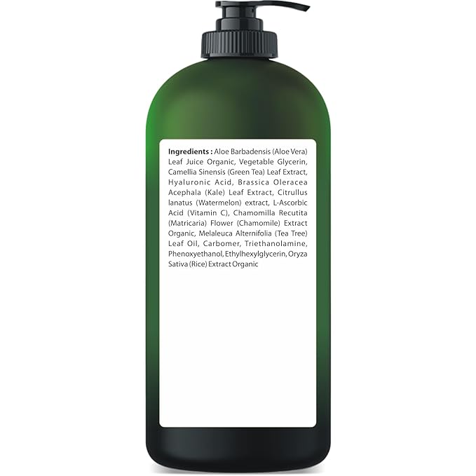 Being Naturals Aloe vera Gel - from 100% Pure Organic Aloe - Natural Raw Moisturizer for Face, Body, Hair. Perfect for Sunburn, Acne, Razor Bumps 16.9 fl oz (Tea Tree, Superfood, Hyaluronic Acid)