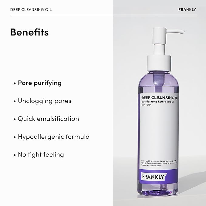 FRANKLY Deep Pore Treatment Duo: Closer Serum & Pore Cleansing Oil | Gifts for Women | BHA/LHA Purifying Cleanser + Peptide Pore Minimizing Serum | Hydrating & Anti-Aging | Korean Skincare Set