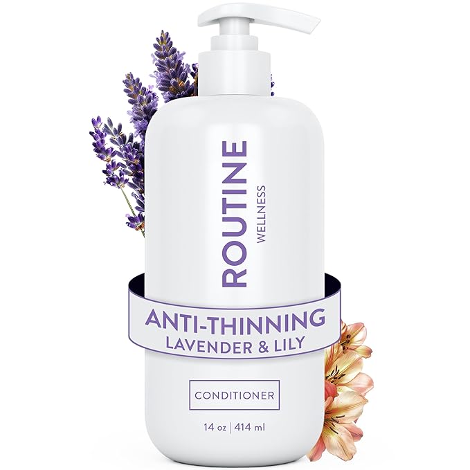 Routine Wellness Anti-Thinning Deep Conditioner for Thinning Hair to Reduce Breakage - CLINICALLY TESTED Formula with DHT Blockers Saw Palmetto, Nettle Oil - Lavender & Lily Conditioner