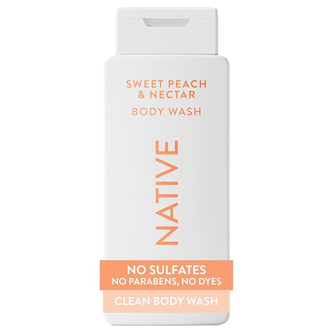 Native Body Wash Contains Naturally Derived Ingredients | For Women & Men, Sulfate, Paraben, & Dye Free Leaving Skin Soft and Hydrated | Sweet Peach & Nectar 18 oz