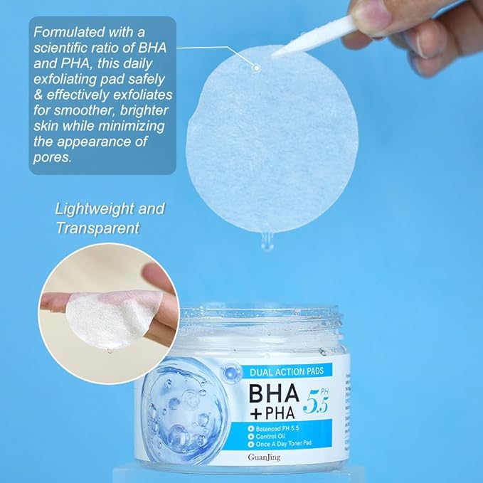 BHA + PHA Toner Pad, 90 Pads Zero Pore Pad, Natural Hydration Hyaluronic Acid & Centella Sheet Masks with Peony – Facial Pads for Glowing Skin