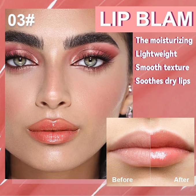Summer Lip Butter Lip Balm Glow Reviver Lip Gloss, Melting Lip Serum, Ultra-Hydrating Natural Vegan Lip Balm, Sheer-Tinted Shine & Hydration, Soothes & Softens Dry Lips (Nude Pink)