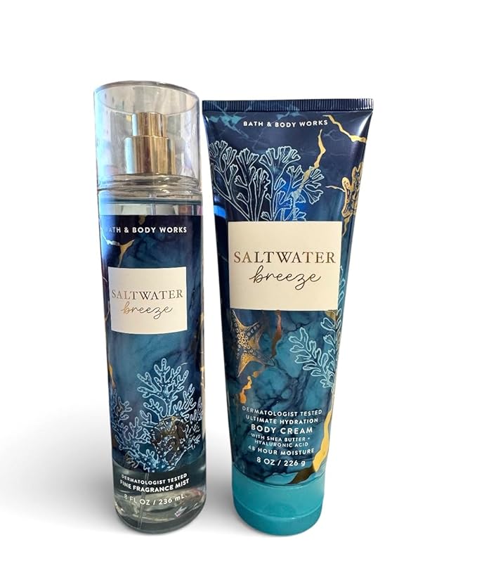 Bath and Body Works - Saltwater Breeze - Fine Fragrance Mist and Ultra Shea Body Cream - Full Size –2020