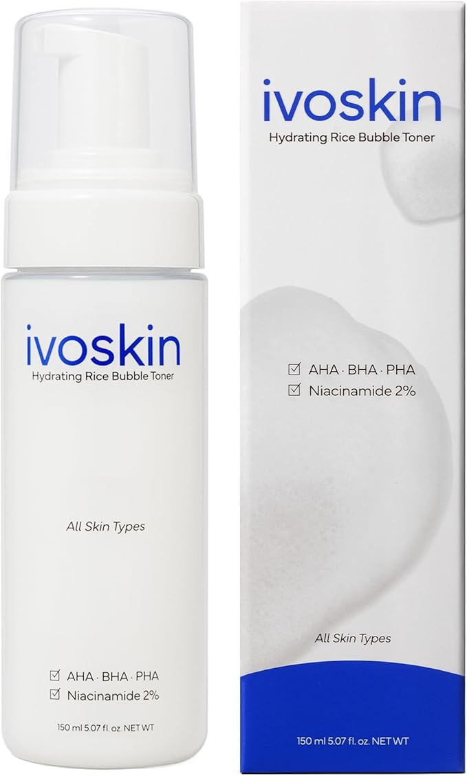 Rice Milky Bubble Facial Mask, Soothing & Hydrating Face Toner with Black Rice Extract & Niacinamide, Helps Support Skin Barrier and Glow for Sensitive Skin, Korean Skincare (5.07fl oz/ 150ml)